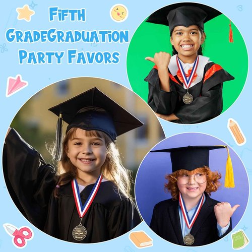 Misdary 24 Pcs 5th Grade Graduation Gifts, Elementary Primary School Graduation Medal with Neck Ribbon for Student Congrats Grade Party Favor Supplies Gifts Bulk Class Graduates Award