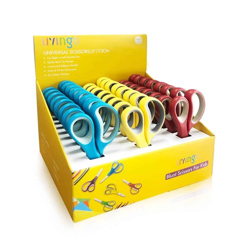 LIVINGO 24 Pack 5” Kids Scissors, Blunt Safety Blade, Left/Right Handle, Bulk School Supplies Preschool Shears for Teachers Student Toddler Children Classroom Crafting Cutting Paper