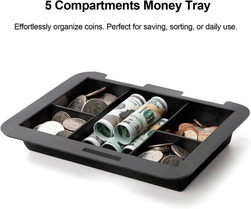 Jssmst Cash Box - Secure Money Tray with Combination Lock | Durable Medication Lock Box, 7.87'' x 6.3'' x 3.54''