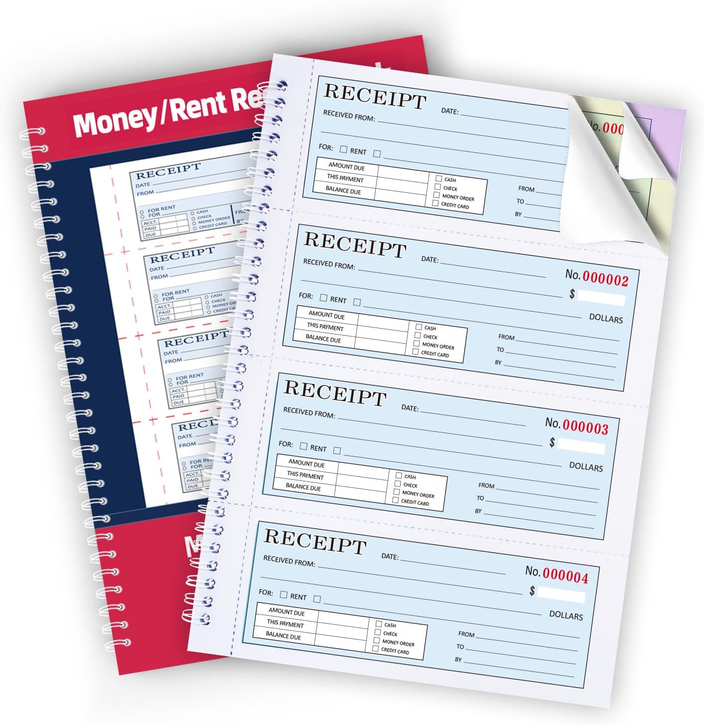 **Regine Switzerland Large Money & Rent Receipt Book - 3-Part Carbonless, 100 Sets, 7.9”x11.2”**