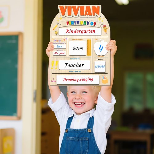 Personalized First and Last Day of School Board, Custom Name First Day of School Sign, Last Day of School Sign, Back to School, Signs for Kindergarten & Pre-K (Style 1)