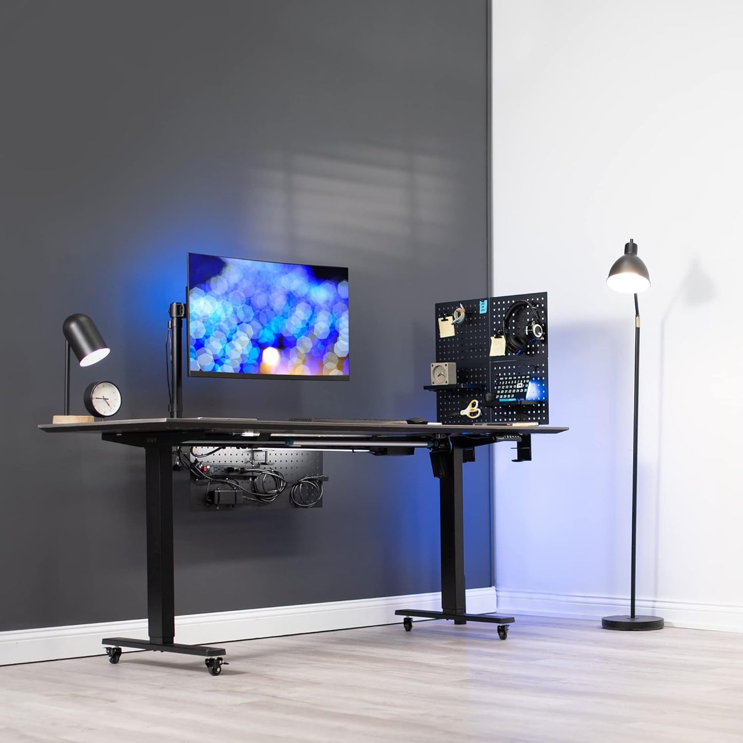 VIVO Steel Clamp-On Desk Pegboard - 12x20 Inch Magnetic Privacy Panel | Black Office Organizer