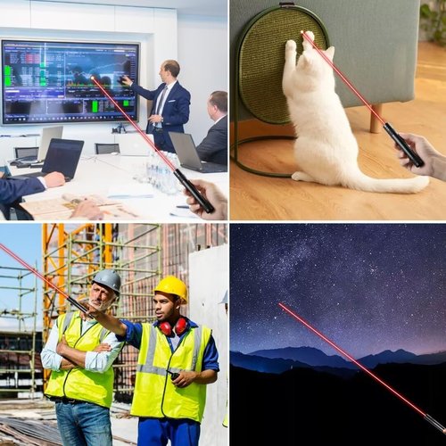 Laser Pointer High Power Rechargeable Lazer Pointer, Laser Pen with Long Range Adjustable Focus with Star Cap, Laser Pointer Pen Suitable for Outdoor, Astronomy, Cats Dogs (Red)