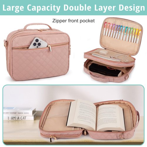 Bunnychill 2 Compartment Bible Cover for Women,Large Bible Case with Handles Shoulder Strap,Carrying Bible Bag Scripture Case Church Bag Bible Protective with Pocket