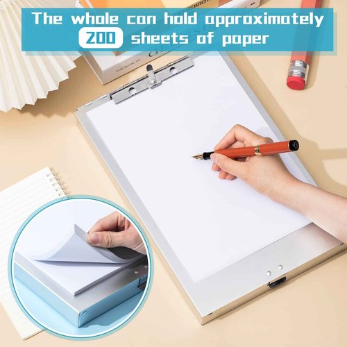 Seajan Aluminum Clipboard with Storage Metal Clip Board Folder Letter Size Form Holder Portfolio Clipboard Binder Clip Posse Box for Nurse Police Office Stationery Items 14 x 9.2 x 2 Inches (2)