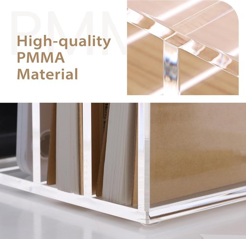 SANRUI Clear Acrylic Desktop File Organizer - 5 Compartment Document Sorter for Office & Home
