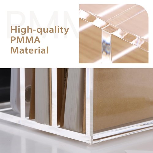 SANRUI Clear Desktop File Organizer, 5 Compartments Acrylic Office Document Sorter Mails Storage, Multifunction Letter Folder Racks Holders for Office,Home, School Desk Organization
