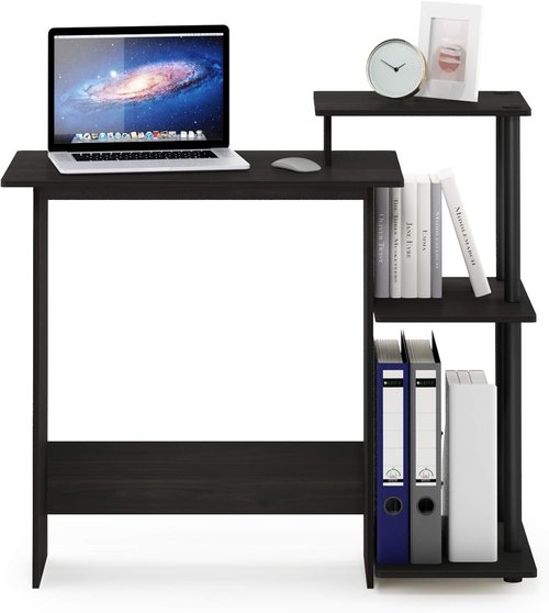 Furinno Efficient Gaming Desk - 28.6" Wide with 3 Open Side Shelves | Perfect for Home Office & Study Room