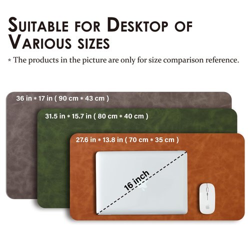 Distressed Leather Desk Mat - Non-Slip PU Desk Pad for Office and Home - Desk Organization and Accessories - Ideal for Large Mouse Pad and Desk Mats on Top of Desks(Tan,31.5"x 15.7")