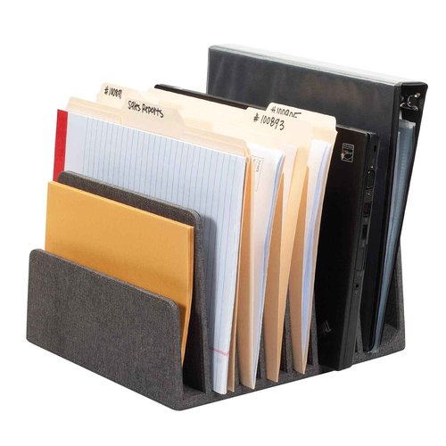 MobileVision Executive Dark Gray Device Organizer for Smartphones, Tablets and Laptops, 7 Slots with Extra Wide Slots for Laptops