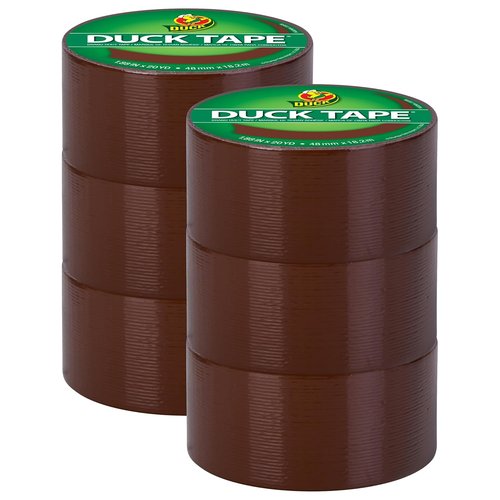 Duck Brand Duct Tape - Brown Color, 6-Roll Pack for Versatile Repairs and Projects