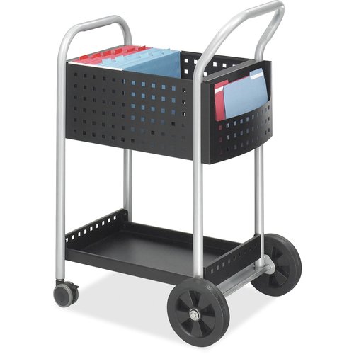 Safco Scoot Mail Cart: Durable Steel Design Holds up to 75 Legal-Sized Folders, Swivel Wheels, Silver Accents and Powder Coat Finish