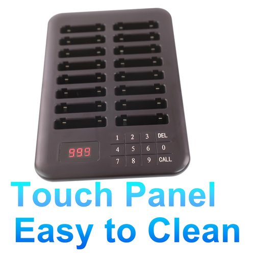 LOUKIENE Restaurant Pager System, Pagers for Restaurants Wireless Calling System Touch Keypad, 16 Pagers and Beepers for Food Truck Bars Court Restaurants Hotels Cafe Shops Clinics (Black)