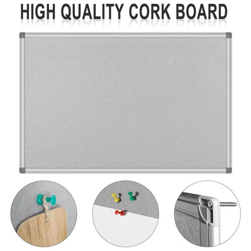 36x24-Inch Gray Felt Bulletin Board with Silver Aluminum Frame – Perfect for Home, Office, and Classroom