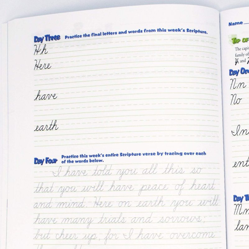 4th Grade Cursive Handwriting Workbook Level D by A Reason For - Learning Workbooks for Kids Age 8-10 - Practice Paper Books for Fourth Grader - Homeschool Resource to Learn Scripture