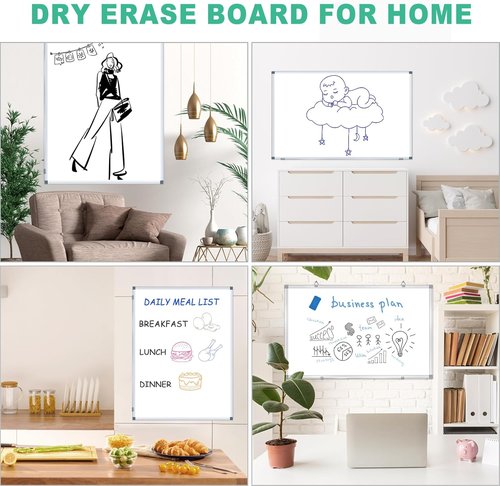 H-Qprobd Large Magnetic Dry Erase Whiteboard - 4' x 3' with Pen Tray, Markers, Erasers & Magnets