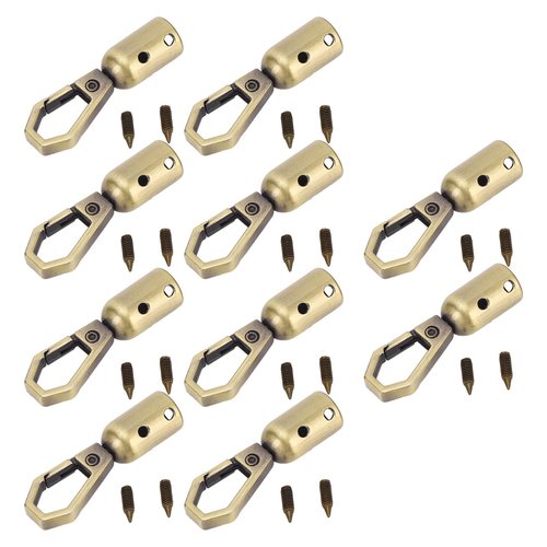 10 Sets Rope End Snap Fittings, Zinc Alloy 8mm Hole Hanging Bell Snap Hooks with Screws for Decoration, Crafting, Leather Crafts, and More (Antique Bronze)