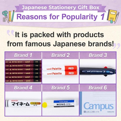 Stationery Gift Made in Japan Stationery Japanese Brand Item Set; Pen Notebook Magic Maker Eraser and More, 14 Item, 27 Piece Set for Teens Back to School