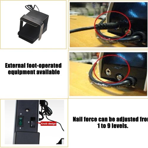 Electric Stapler, Flat Saddle Binder Stitcher Equipped With1~9 Levels Binding Pressure Knob, Foot Pedal Switch, Binding Thickness 30 Sheets, 100 Mm Nailing Depth for