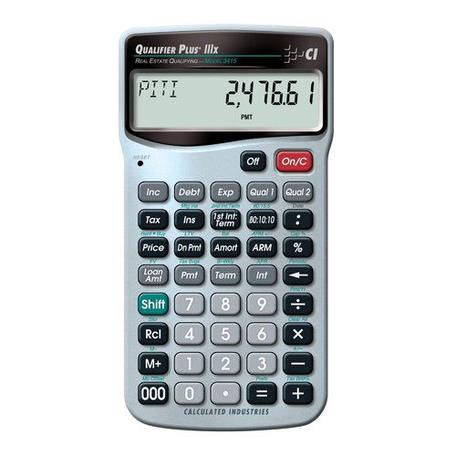 Calculated Industries 3415 Qualifier Plus IIIx Advanced Real Estate Mortgage Finance Calculator | Simple Operation | Buyer Pre-Qualifying | Solves Payments, Amortization, ARMs, Combos, FHA, VA, More