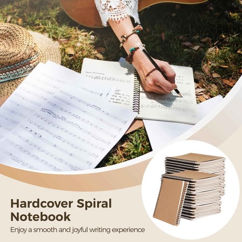 Lnrueg 48 Pcs A5 Spiral Notebooks - Brown Kraft Paper Cover Notebooks, Hardcover Lined Notebooks, Sturdy Travel Journals with Smooth 70GSM Paper for School, Office, Travel, 100 Pages
