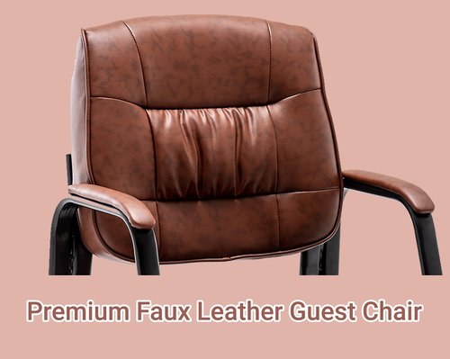 BTEXPERT Brown Leather Office Executive Waiting Room Guest Reception Side Conference Chair, BB5046BR