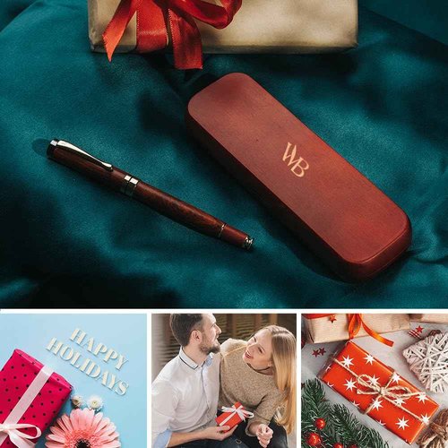 Wordsworth & Black Fountain Pen Set, Luxury Bamboo Wood - Extra Fine Nib, Gift Case; Includes 6 Ink Cartridges, Ink Refill Converter -Journaling, Calligraphy; Drawing, Smooth Writing [Rosewood]