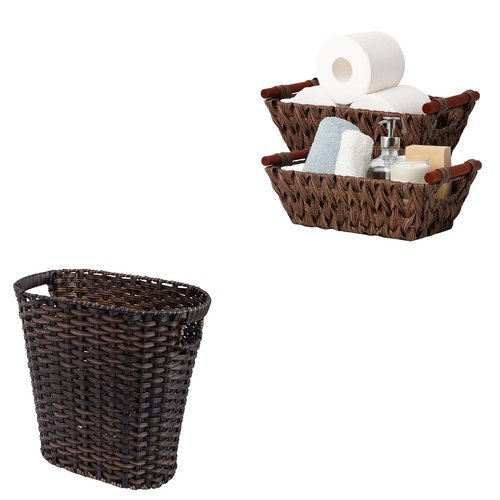 GRANNY SAYS Bundle of 1-Pack Woven Wastebasket for Organizing & 2-Pack Woven Storage Baskets for Bathroom