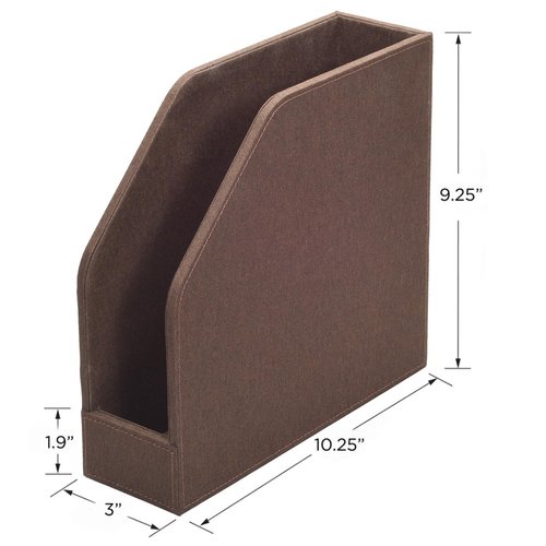 MobileVision Executive Brown Cloth Fabric Vertical File Holders - 2 Piece Combo