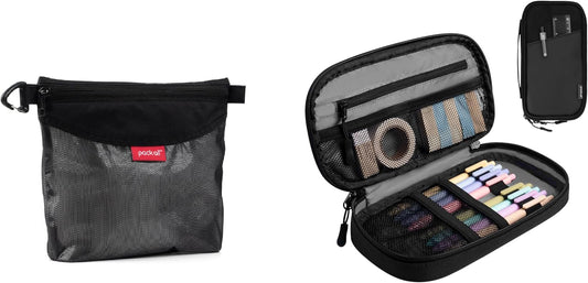 Skiennix Zipper Pouch Bundle - 1 Medium Zipper Pouch & 1 Pencil Case | Ideal for Family & Kids
