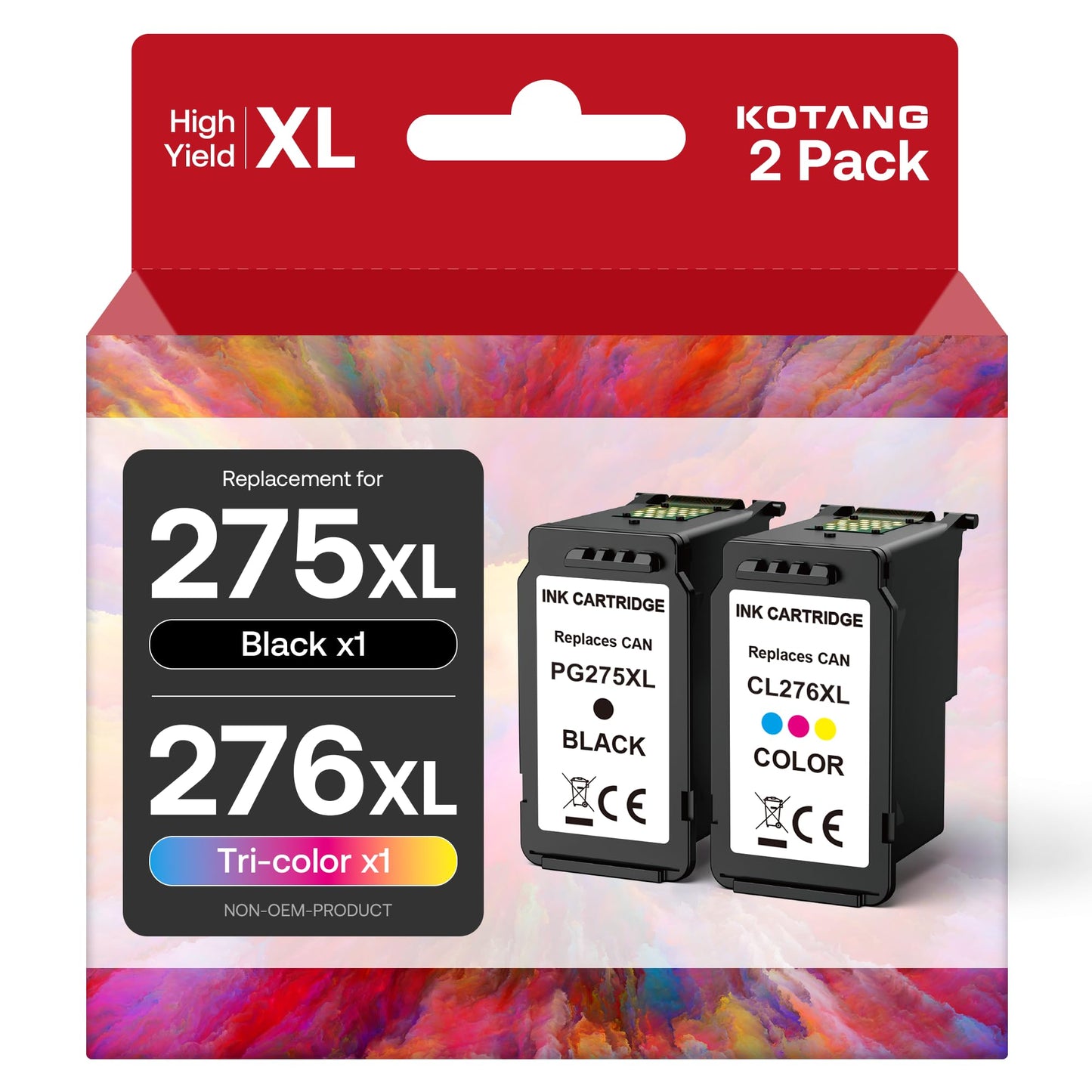 PG-275XL CL-276XL Ink Replacement for Canon 275 and 276 Ink Cartridges Remanufactured 275 276 XL Ink Work with TS3722 TR4720 TS3700 TR4700 TS3522 TR4722 TS3500 TS3720 TS3700 TS3520 TR4723 Printers