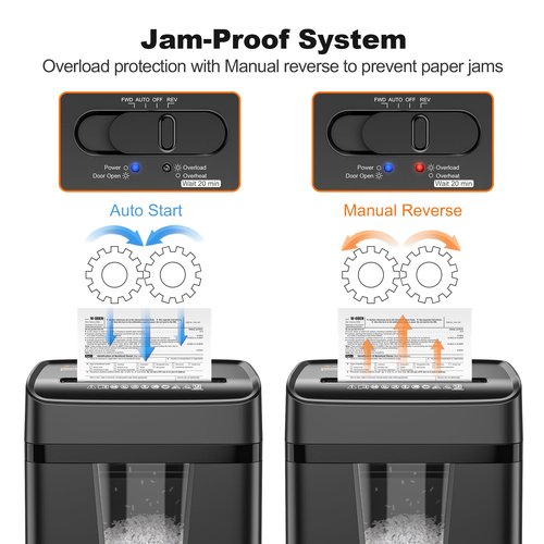Bonsaii 12-Sheet Micro-Cut Paper Shredders for Home Office, Heavy Duty Document Shredder with 5.5 Gallon Pullout Bin for CD/Credit Card/Staple, 30 Mins Continuous Run Time, P-4 High Security, C282-B