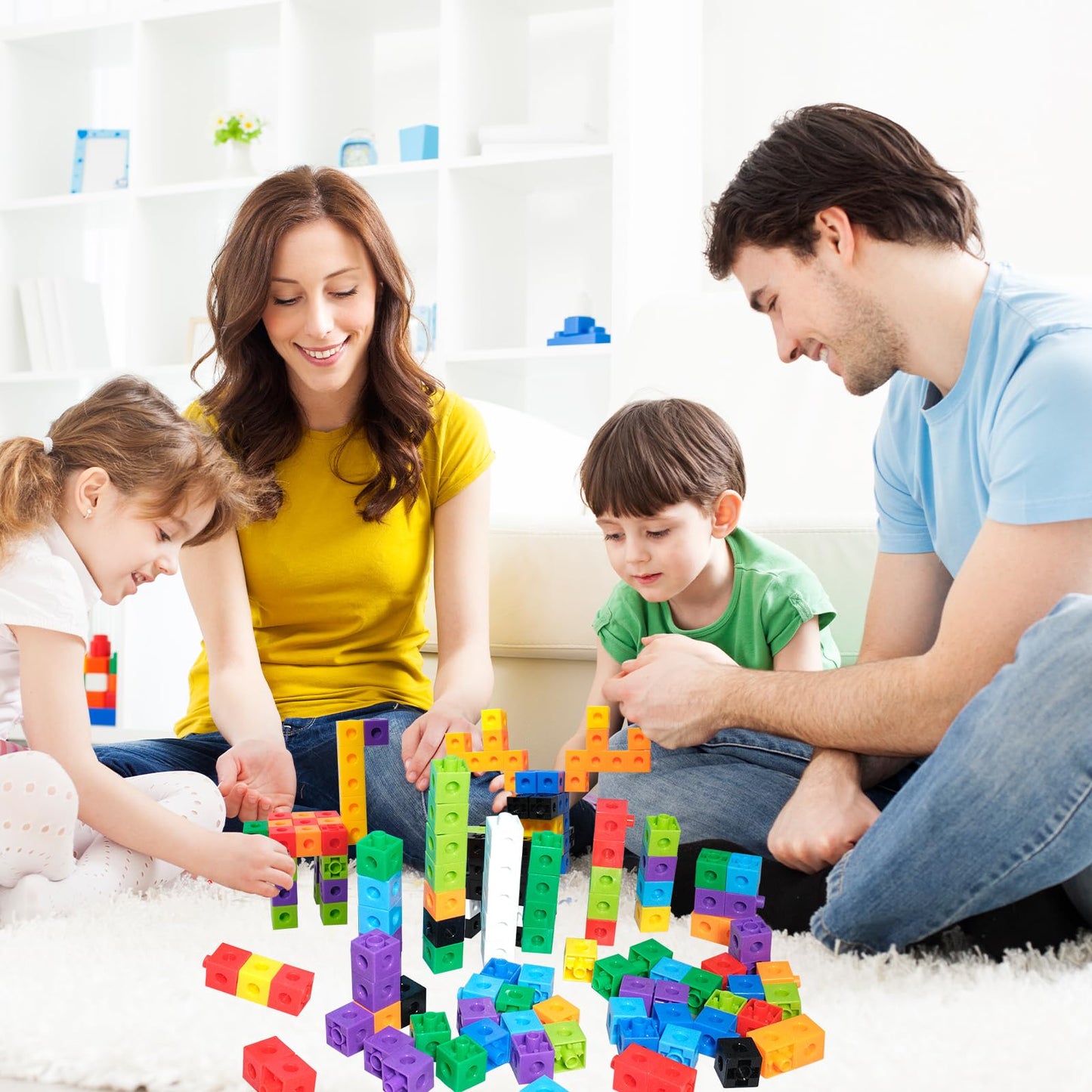 SENONAPO 701 Pcs Math Learning Linking Cube with Storage Container Counting Cubes Plastic Colorful Counting Blocks Math Manipulatives Classroom Learning Supplies for Home School Educational(Blue)