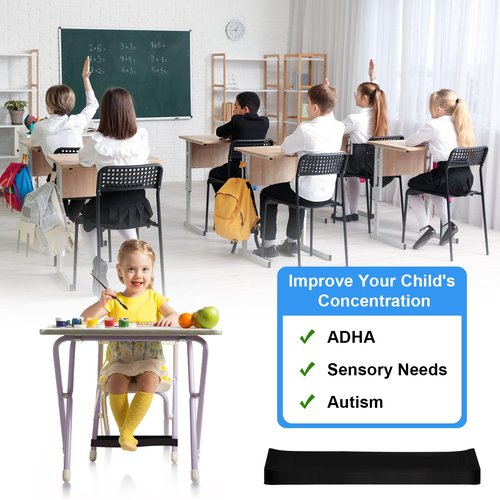 15 Pack Chair Bands for Kids with Fidgety Feet ADHD Tools, ROOKEA Fidget Chair Band for Sensory Improve Focus & Reduce Restlessness, Classroom Home Must Haves for ADHD ADD Autism, Alternative Seating