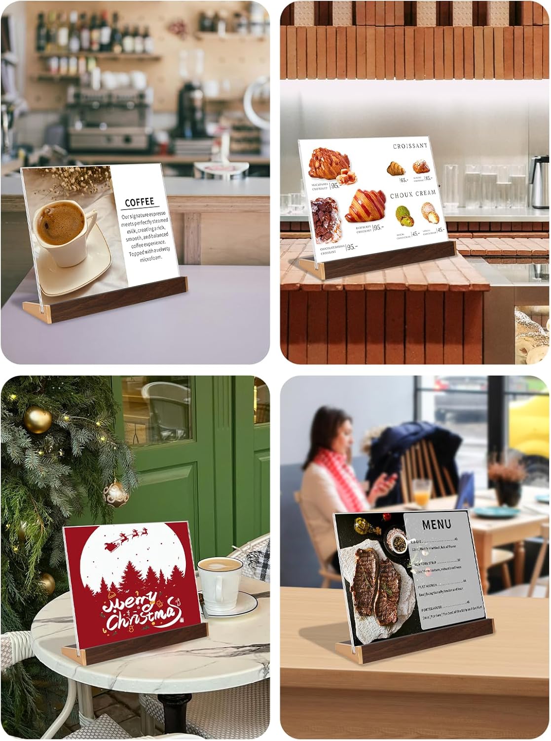 Acrylic Sign Holder - 8.5 x 11 Horizontal Display Frame for Restaurants & Offices | 3 Pack