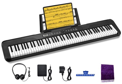 88 Key Digital Piano, Semi Weighted Electronic Keyboard Piano with Music Stand, Power Supply, Sustain Pedal, Bluetooth, MIDI, for Beginner Professional at Home, Stage