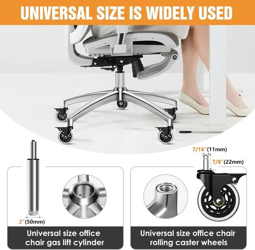 Lipshome 3300lb Heavy-Duty Chair Base Kit - 5 Brake Casters, Reinforced Alloy Legs & Universal Gas Cylinder, Office Chair Replacement Parts for Rolling Chairs with Wheels