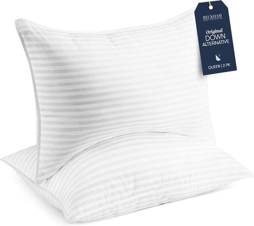 Beckham Hotel Collection Bed Pillows - Soft Down Alternative Set of 2 for Standard/Queen Size | Ideal Support for All Sleep Positions