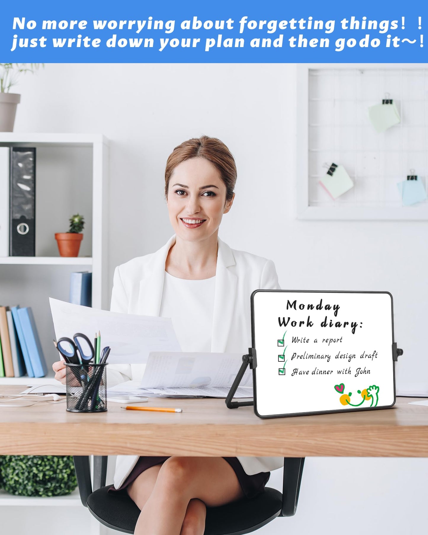 Dry Erase Whiteboard for Students,Small Mini Magnetic Double-Sided Desktop White Board with Stand,Portable Small Whiteboard with 3 Markers/3 Magnets/1 Eraser for Drawing, Home, School,8.27" x 11.8"