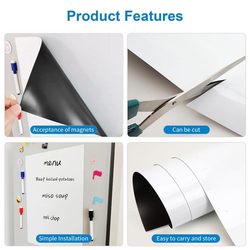 LYZZXI Magnetic Fridge White Board Paper, 24" x 36" Large Dry Erase Board Sheet for Organizer and Planner, Kitchen Refrigerator Whiteboard for Family to-do List, Includes Markers and Eraser