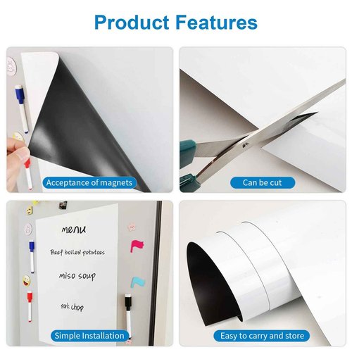 LYZZXI Magnetic Fridge White Board Paper, 36" x 48" Large Dry Erase Board Sheet for Organizer and Planner, Kitchen Refrigerator Whiteboard for Family to-do List, Includes Markers and Eraser