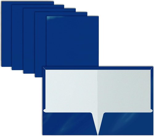 Better Office Products Blue Laminated Paper Folders - 2 Pocket, Letter Size, Box of 25