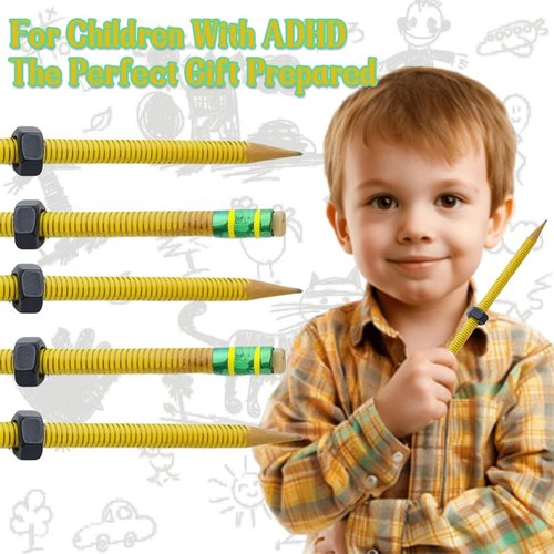 Adhd Pencil - Threaded Pencils for Adhd & Anxiety, Silent Sensory Tool for Stress Relief, Threaded Fidget Pencil Perfect for School Office Home, Essential Tools for the Classroom (5Pcs)