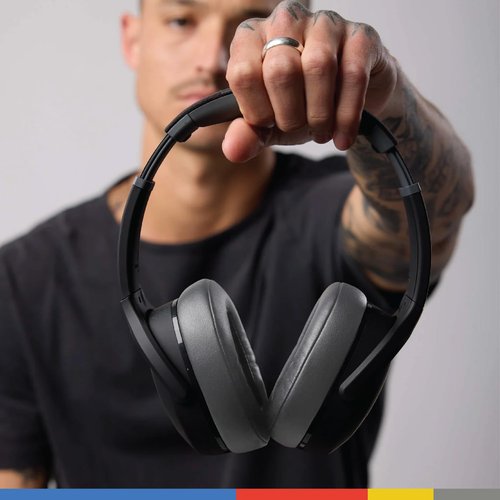 Skullcandy Crusher Evo Wireless Bluetooth Headphones with Multi-Sensory Bass and Charging Cable, Noise Isolating Over-Ear Fit, Up to 40 Hours Battery, Microphone for iPhone Android - True Black