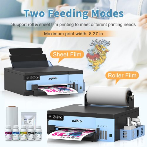 EXPLUX A4 DTF Printer,with XP600 printhead with Anti-Clogging Technology + 200% high Speed Printing,for DIY T-Shirt,Other Textiles,2-Year Ink Included