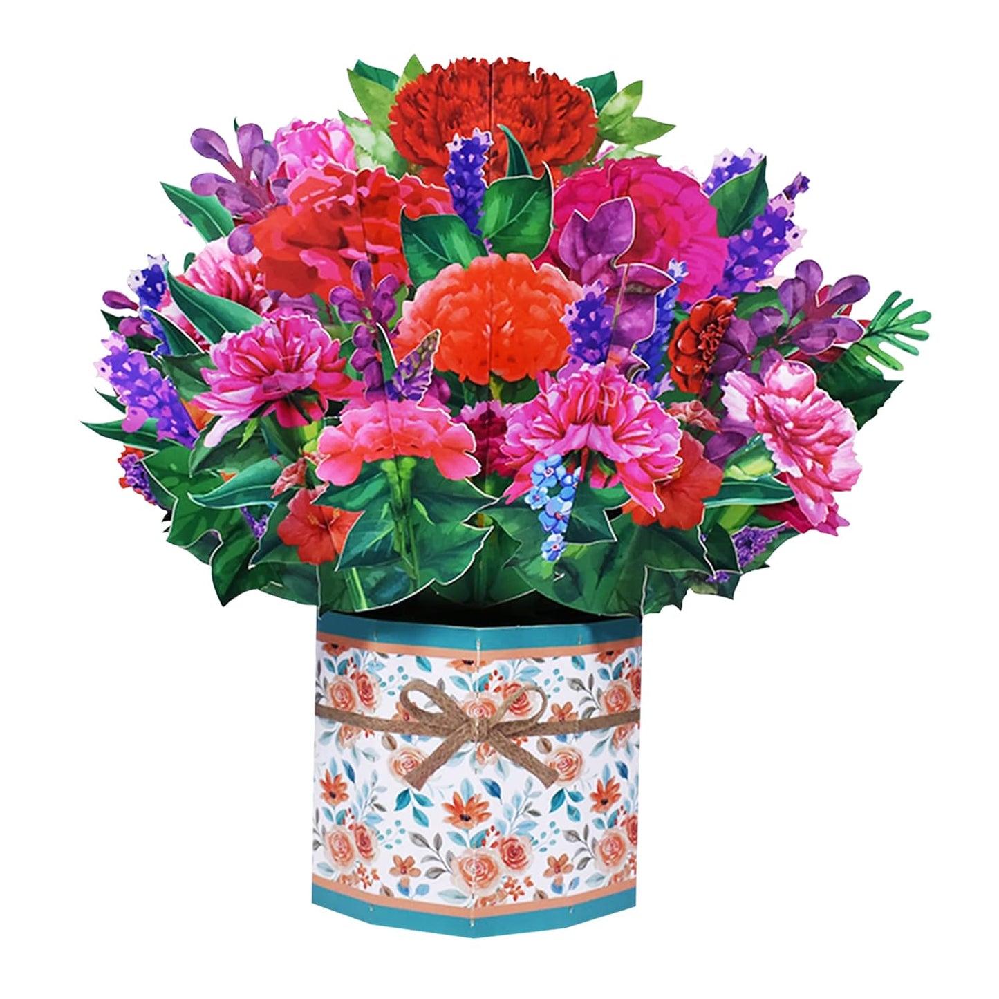 ROBBEAR Carnation Bouquet Pop Up Card, Flower 3D Greeting Card with Envelope for Any Occasion, Birthday, Mother's Day, Anniversary, Valentines Day, Foldable Flower Cards for Mother or Loved Ones