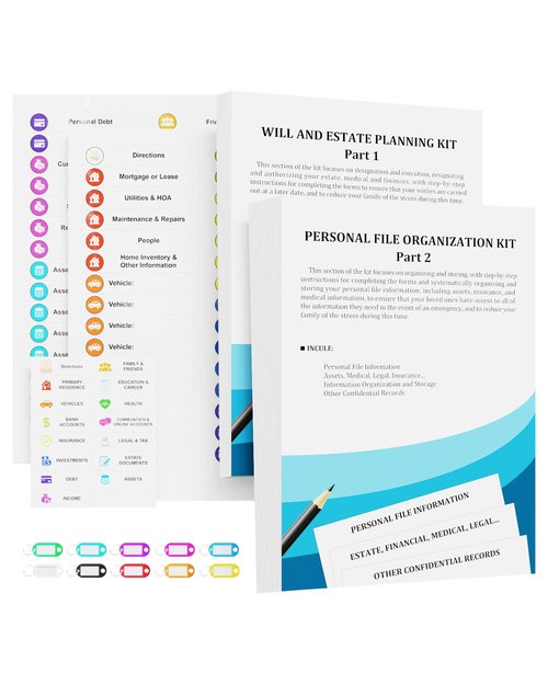2-in-1 Estate Kit, Include Estate Planning Kit and Personal File Organization Kit, With Detailed Instruction, Planning Living Wills, Estate POA, and Organization of Important Personal Information