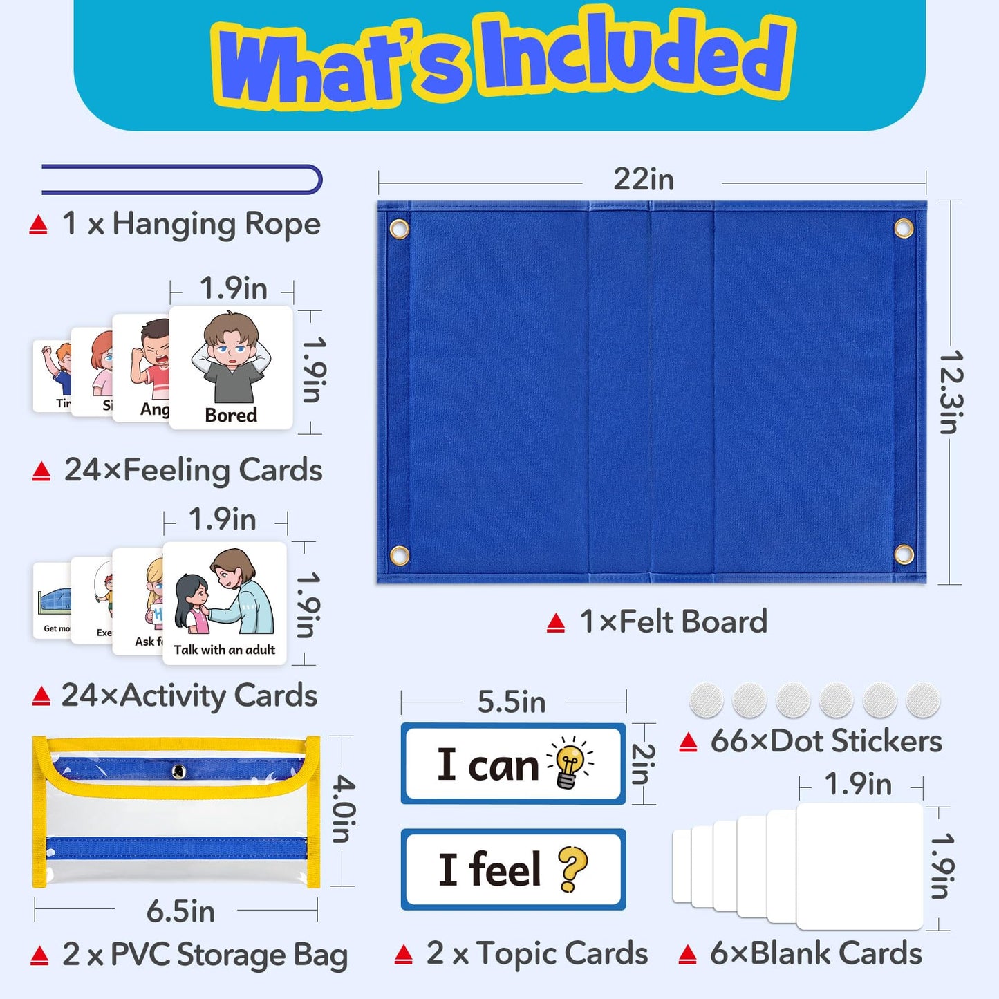 Kasfalci Feelings Chart, Social Emotional Learning Activities,Autism Learning Materials, ADHD Tools,Behavior Management,Anger Management Toys,Calm Down Corner Supplies for Classroom Daycare & Home