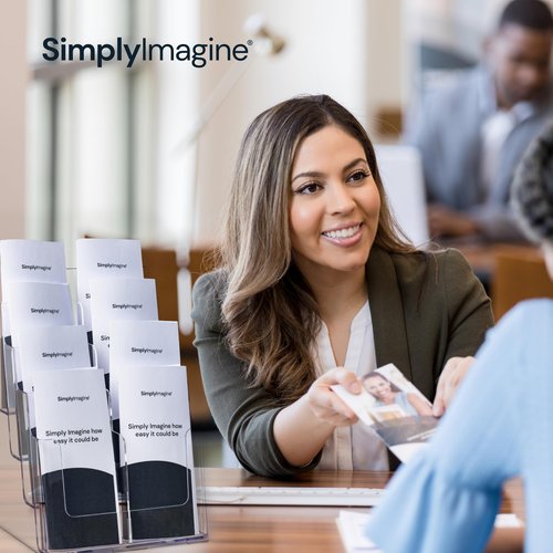 SimplyImagine Acrylic Brochure Holder, 4 Tier Clear Literature - 8.5 x 11 inches, Pamphlet Holder, Wall Mount/Countertop Plastic Flyer Display Stand Organizer for Display Flyer, Booklet, Document