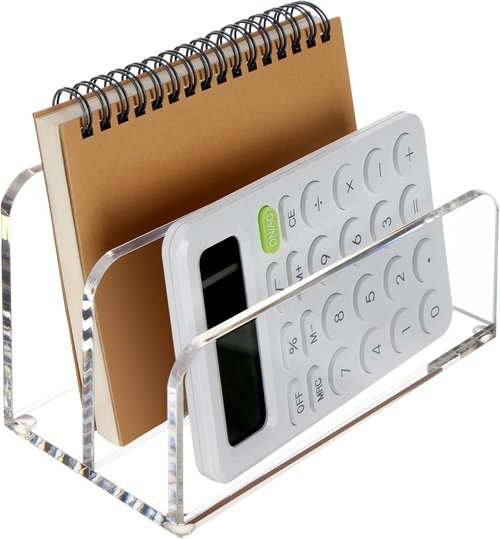 DINGHUO Acrylic Desk Organizer - 2-Section Clear Mail & Document Holder for Office & Home Storage